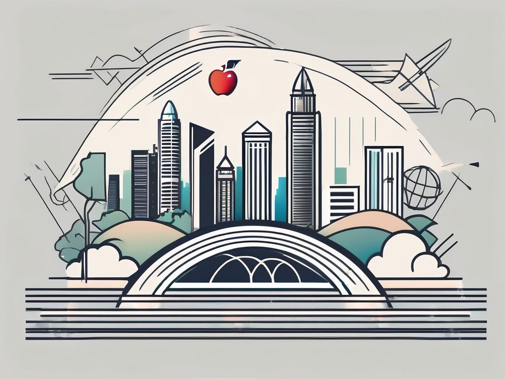 A singapore skyline with iconic landmarks