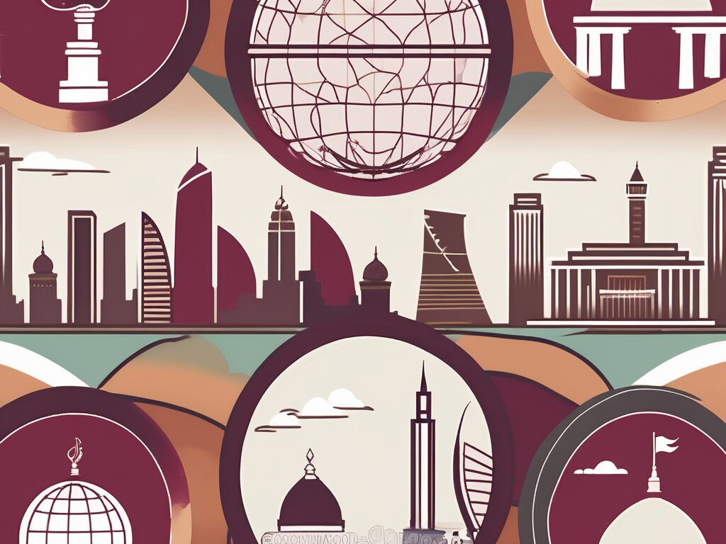 A collection of eight symbolic icons representing different professional development opportunities (such as a graduation cap for further education