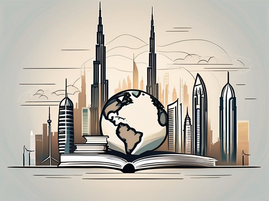 The dubai skyline with iconic buildings