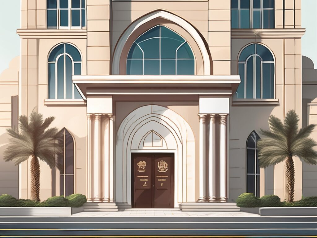 A private school building in dubai with a subtle representation of currency