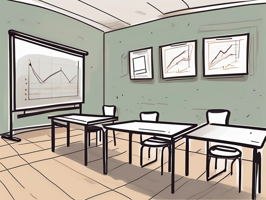 A classroom setting in the uae with an empty teacher's desk and chair
