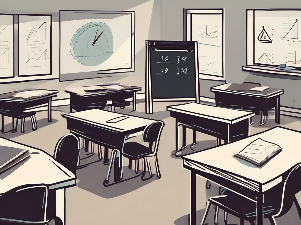 A classroom setting in qatar with a chalkboard