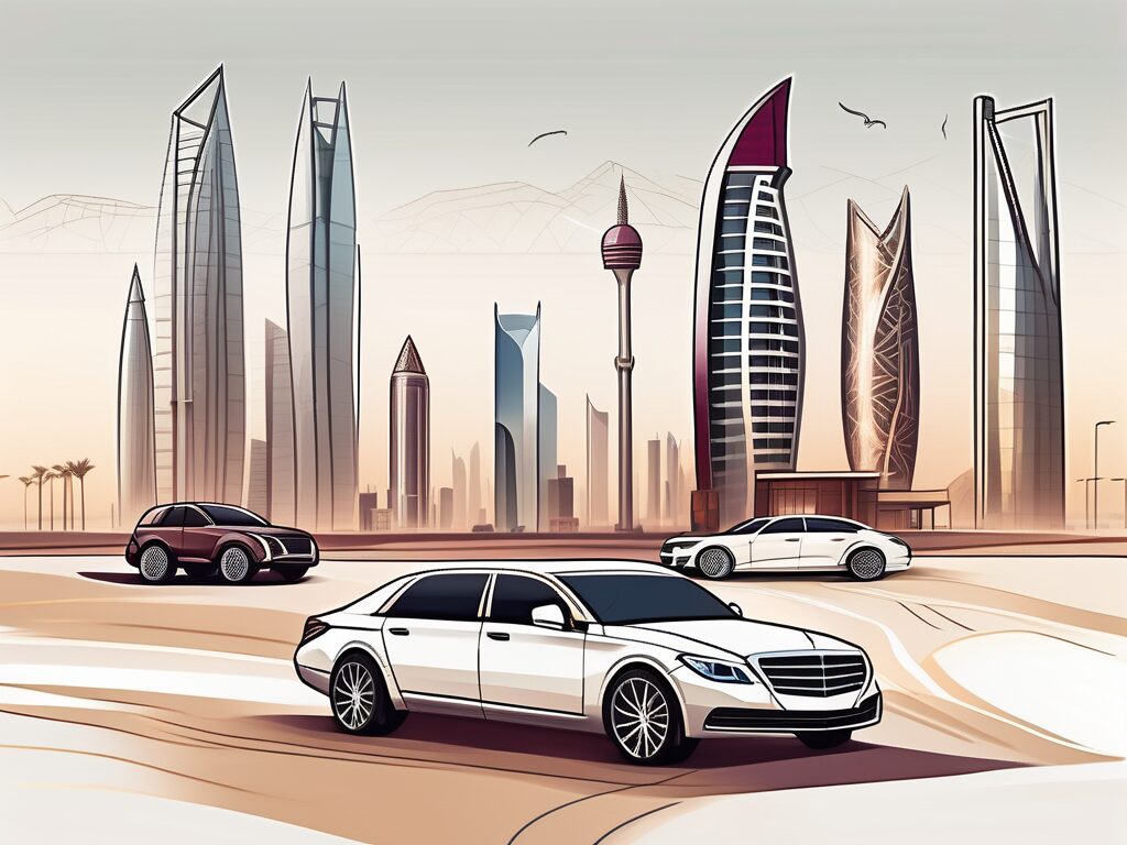 A qatar skyline with modern buildings and traditional architecture