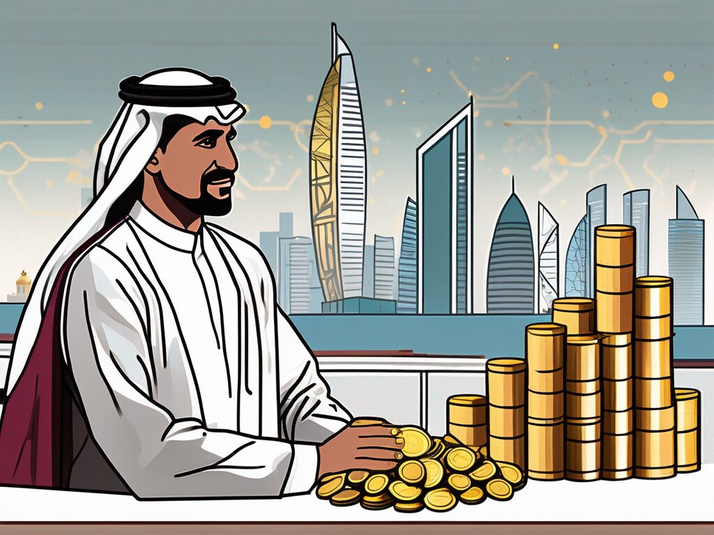 A classroom setting with a view of qatar's skyline in the background