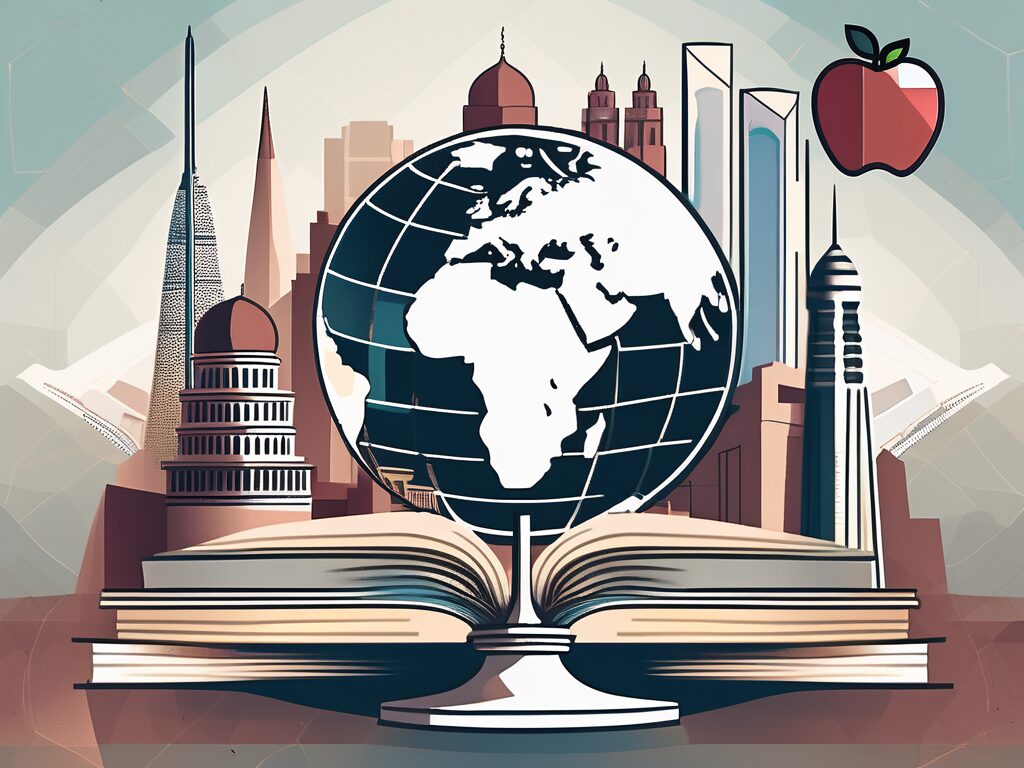 A diverse array of iconic teaching tools such as a globe