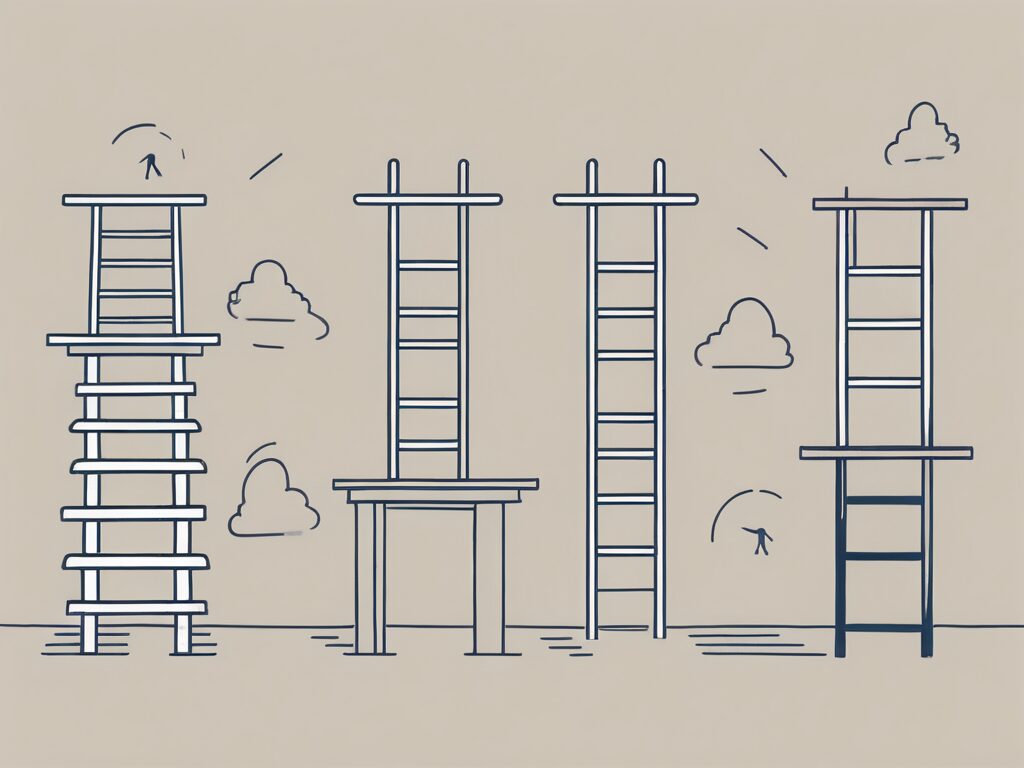 Eight different hurdles with symbols representing various academic challenges on them