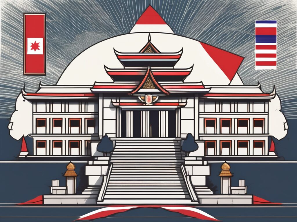 A public school in thailand with a foreign flag and a diploma symbolizing the ipgce