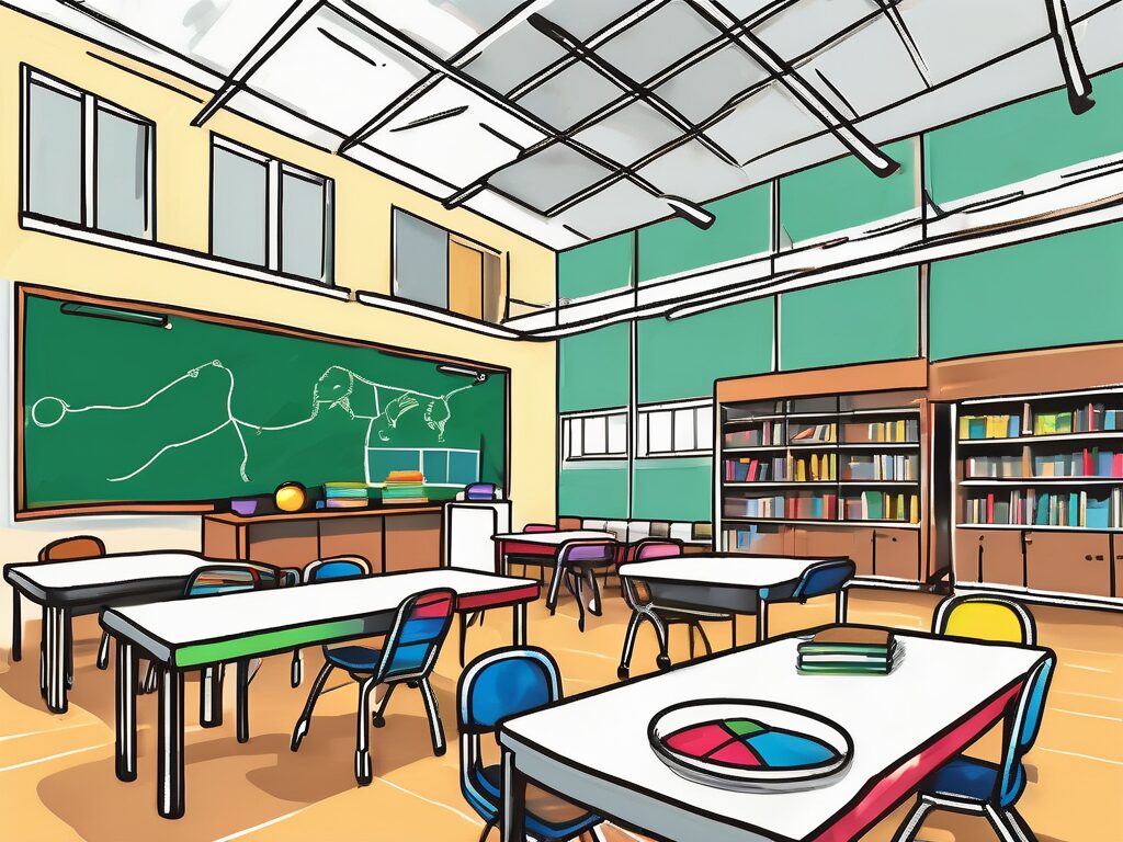 A variety of school facilities such as a modern classroom
