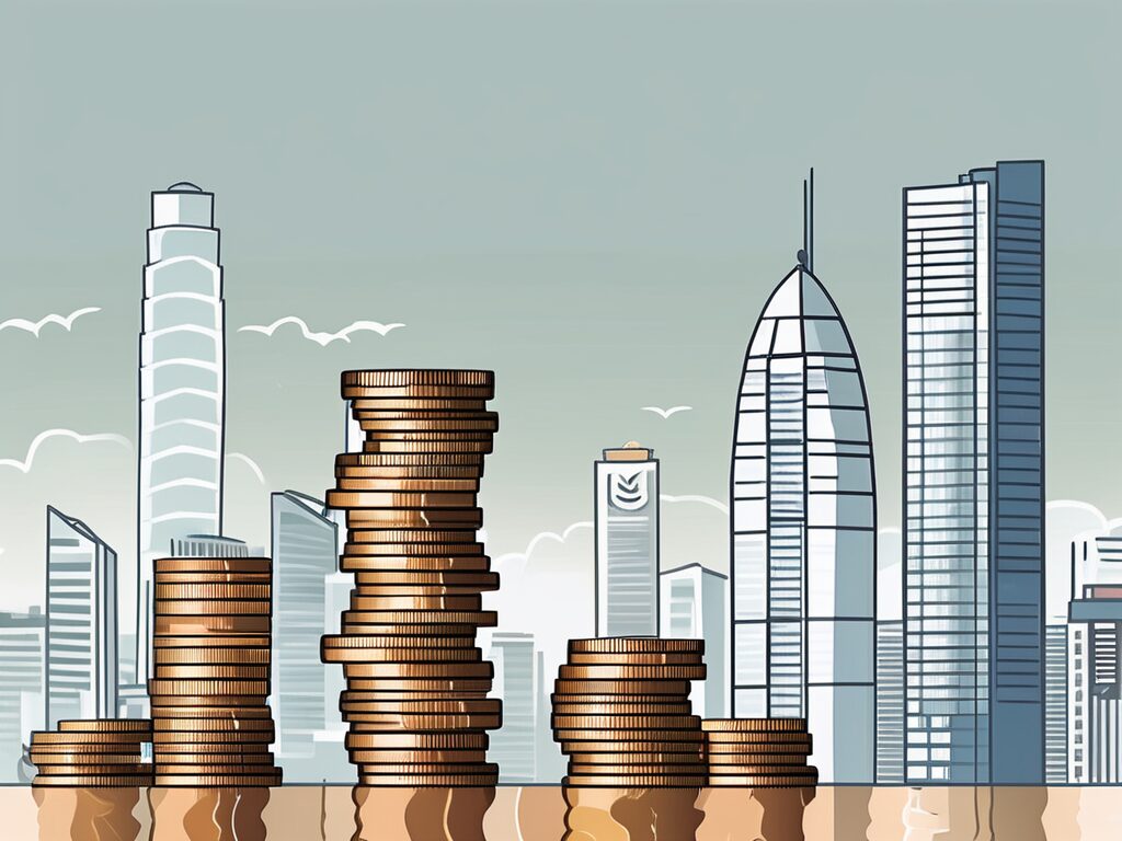 Six different stacks of coins
