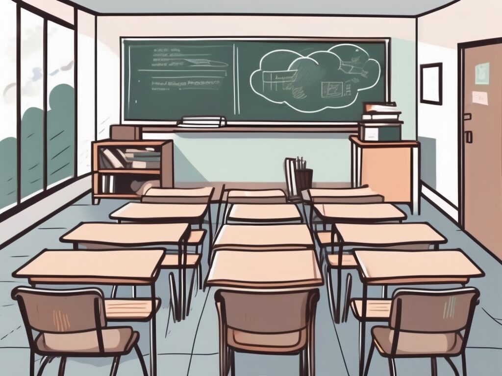 A classroom setting in singapore with a few empty chairs