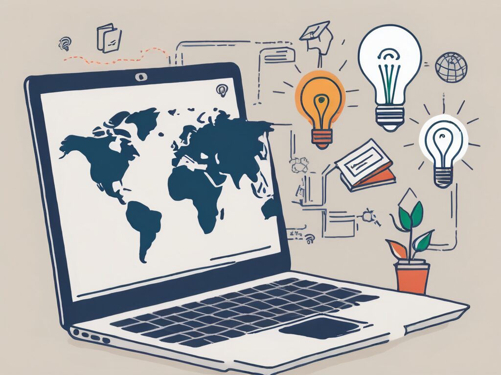 A laptop displaying an online learning interface