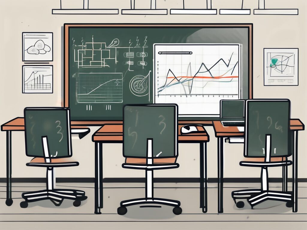 A classroom setting in malaysia with various elements like a chalkboard with lesson plans