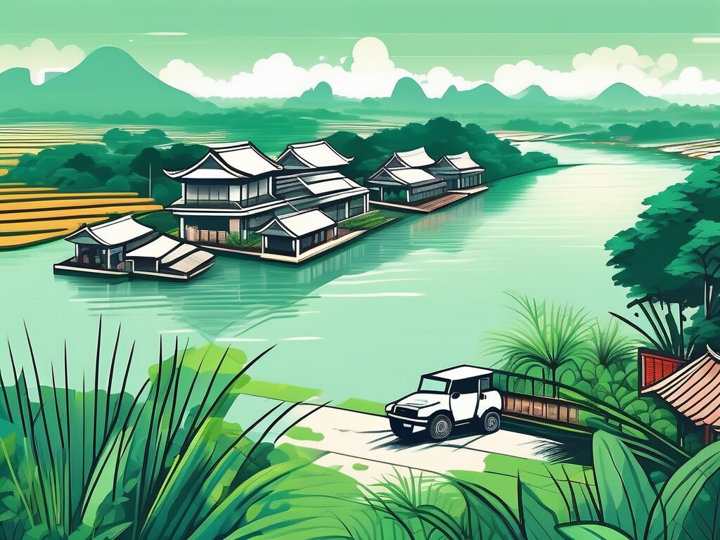 A vibrant vietnamese landscape featuring a school building