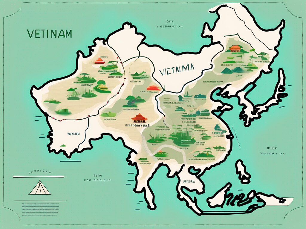 A map of vietnam highlighting ten specific locations