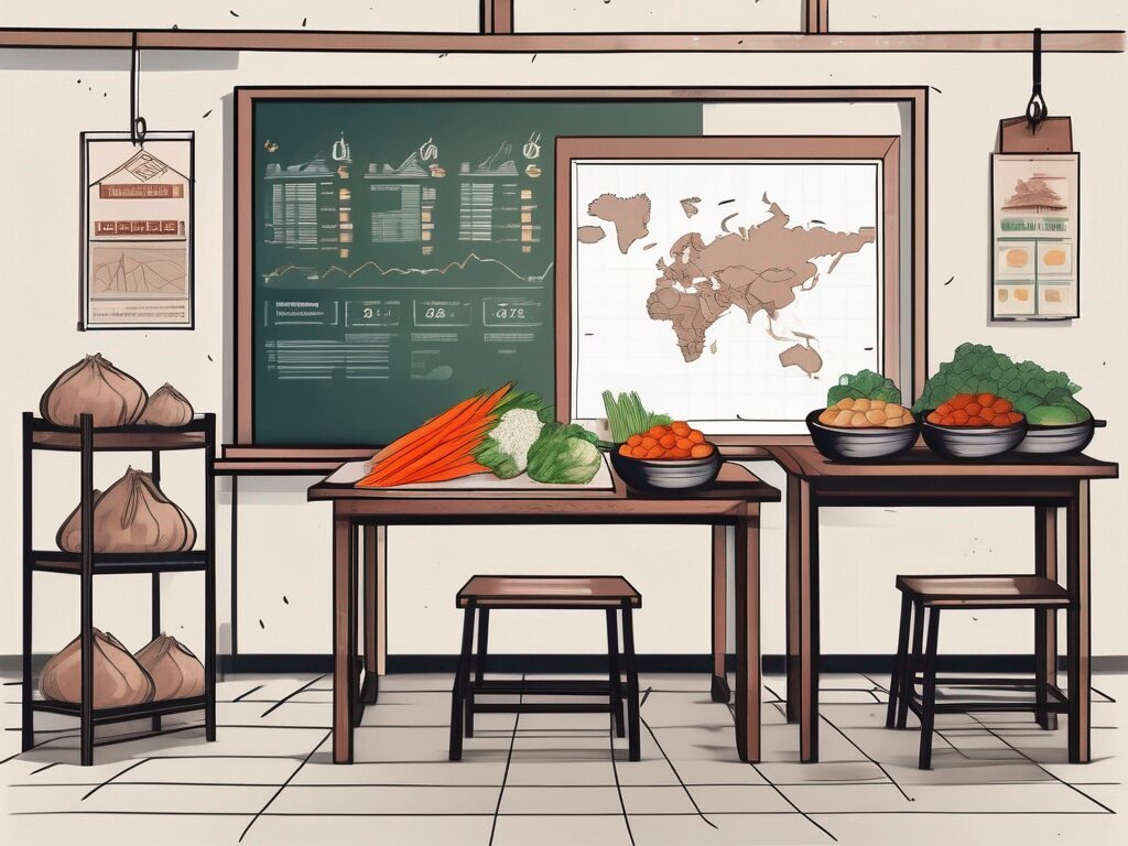 A classroom setting with traditional vietnamese elements