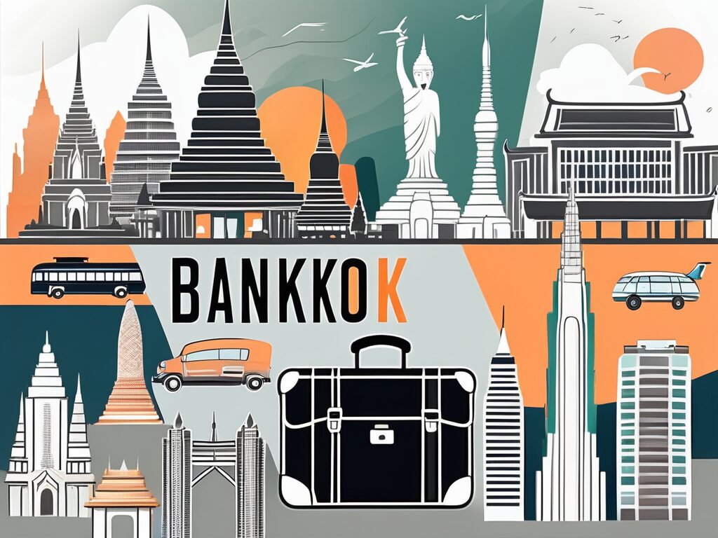 A vibrant bangkok cityscape with prominent landmarks