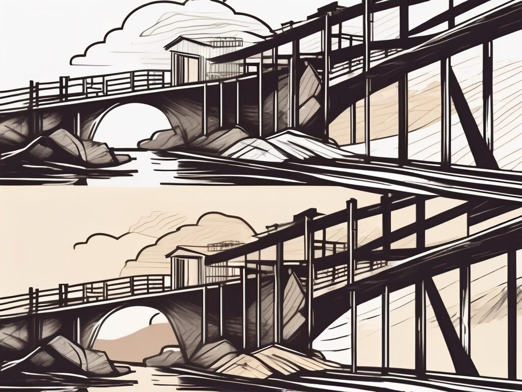 A broken bridge symbolizing the barriers