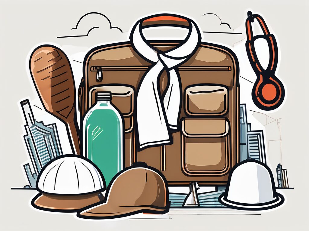 A diverse range of professional items such as a briefcase