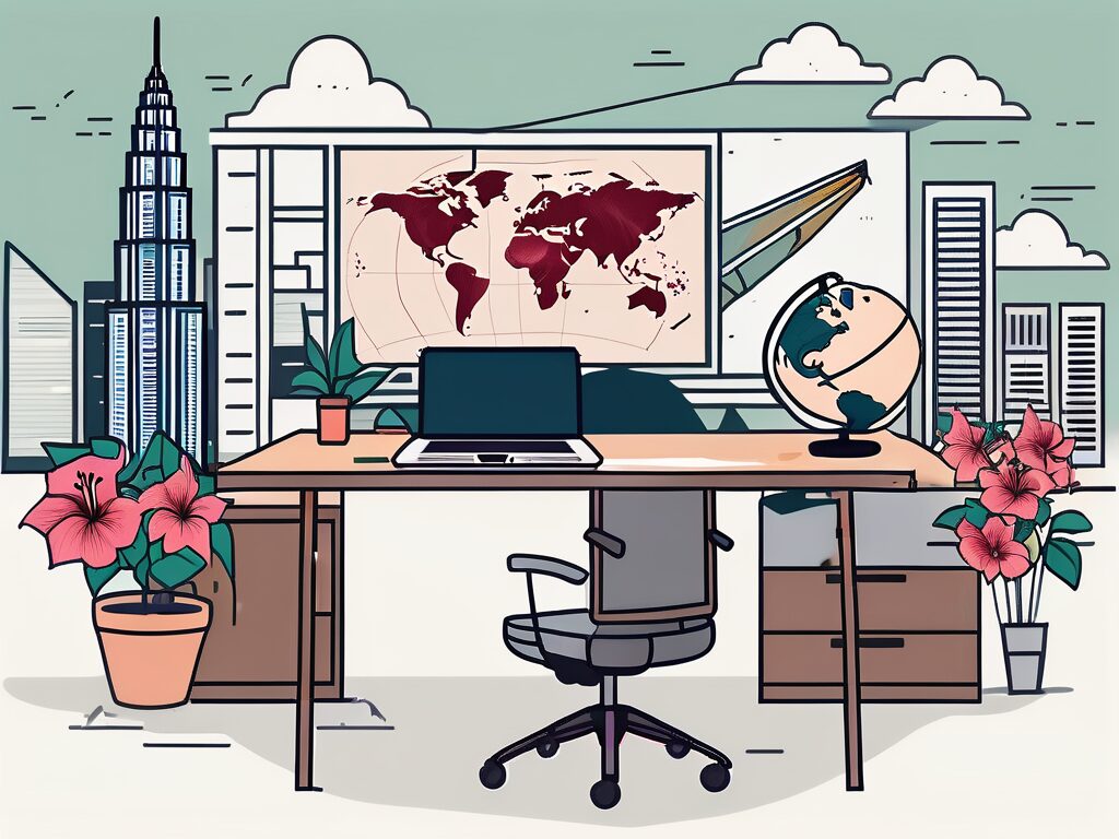 A classroom setting with a globe on the teacher's desk