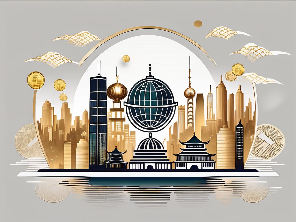 A chinese city skyline with prominent educational buildings