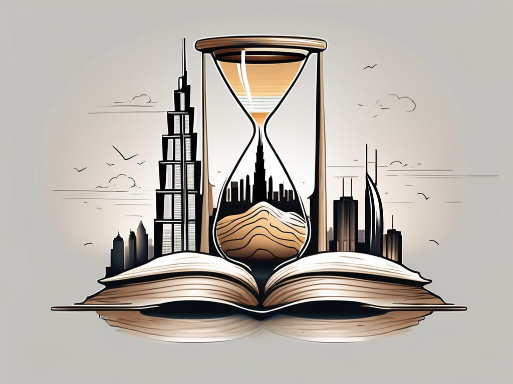 A half-filled hourglass with sand trickling down
