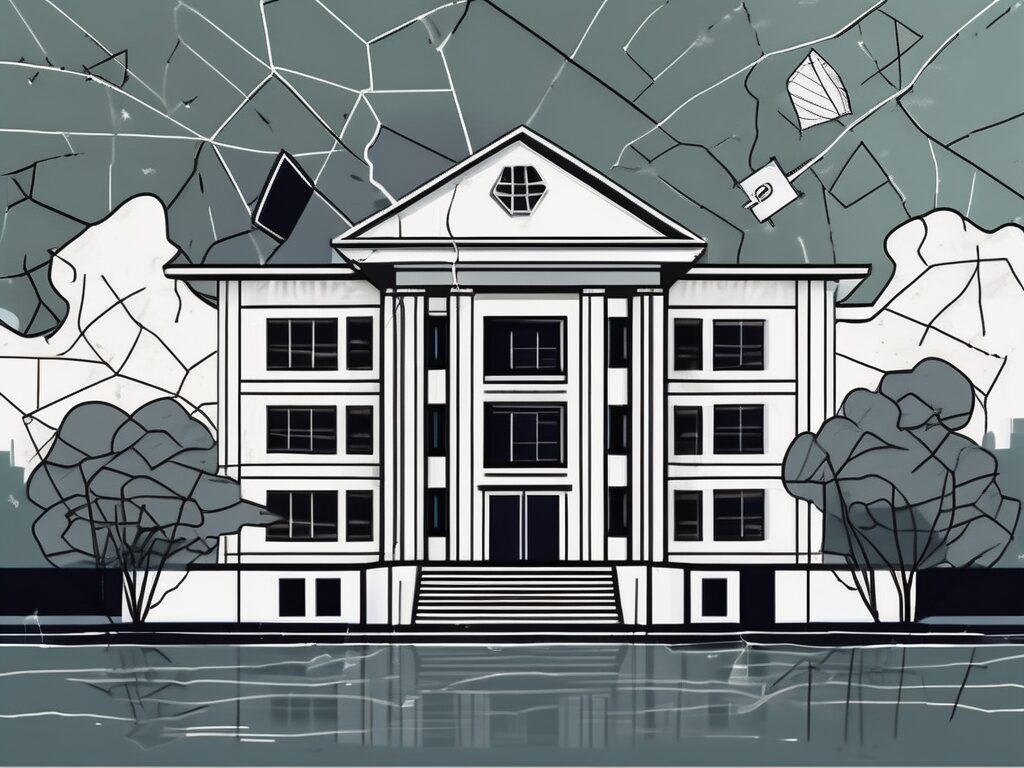 A school building in vietnam with visible cracks to symbolize the challenges
