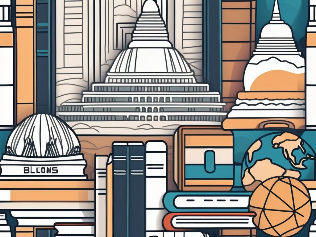 A diverse group of school supplies such as books