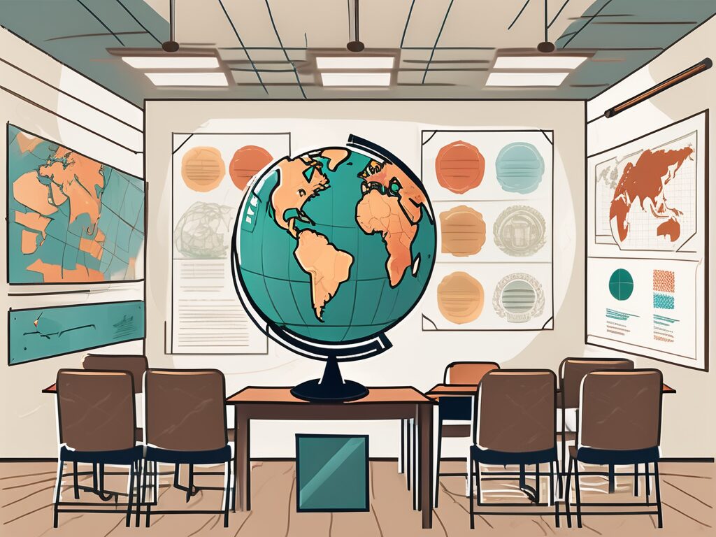 A classroom setting with diverse teaching tools and resources