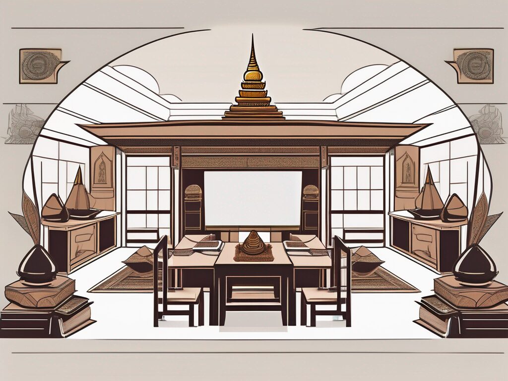 A classroom split in half