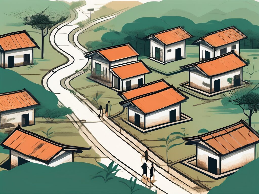 A rural vietnamese landscape with broken down school buildings