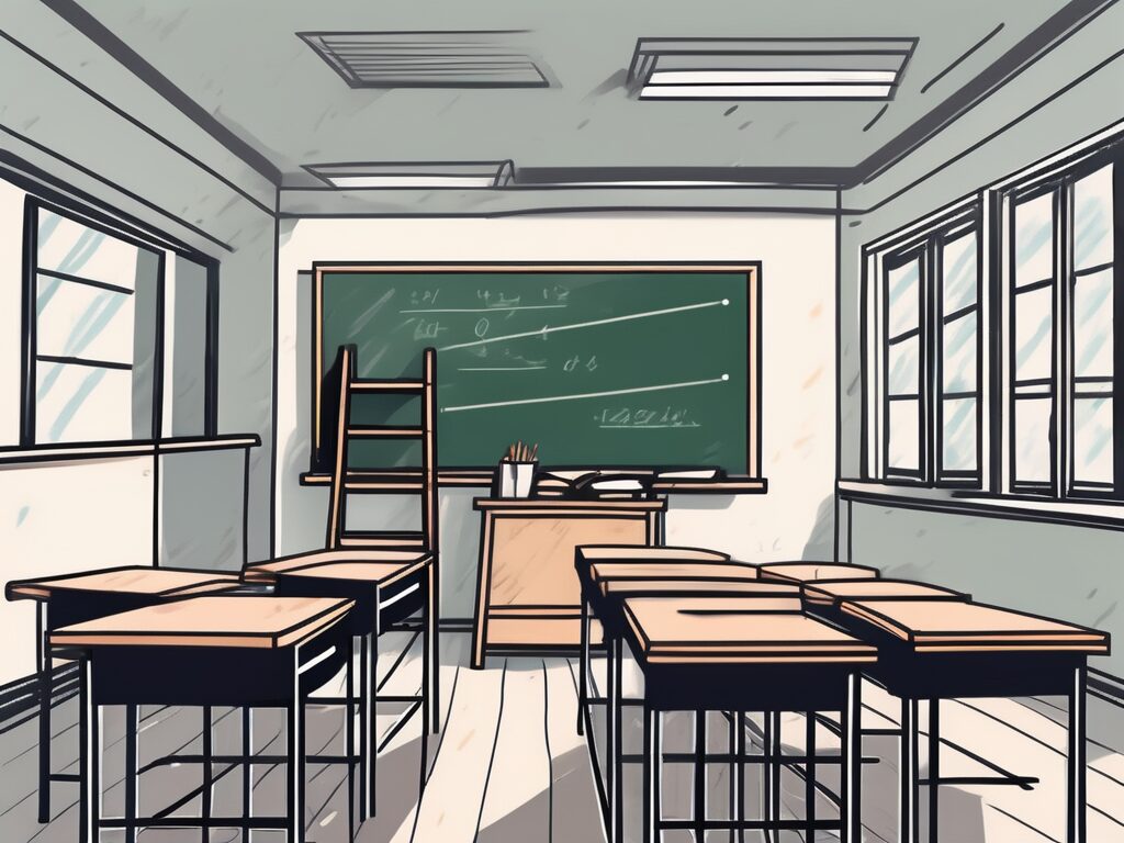 A classroom setting in vietnam with a chalkboard