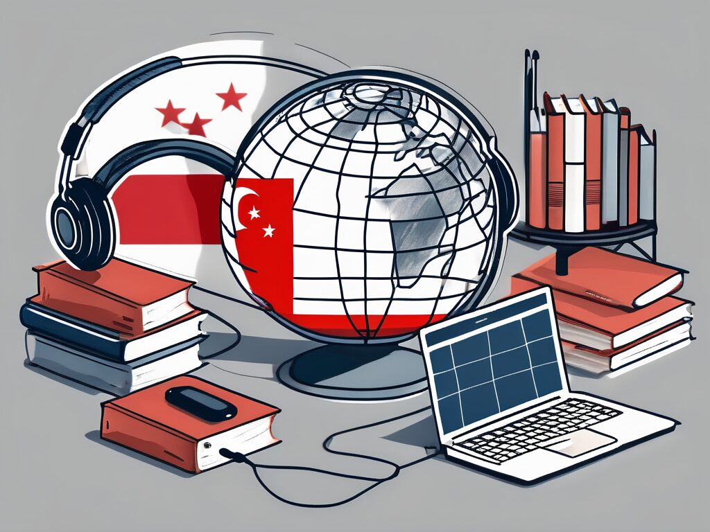 A variety of language learning tools such as textbooks