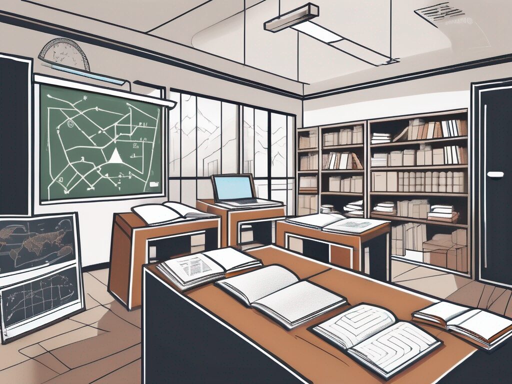 A classroom setting in singapore with various educational tools like books