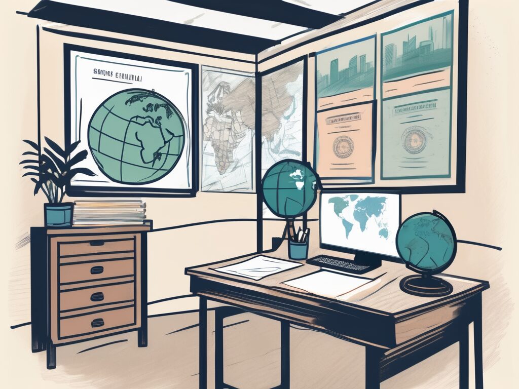A singaporean classroom setting with a teacher's desk