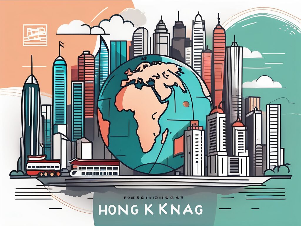A vibrant hong kong cityscape with notable landmarks