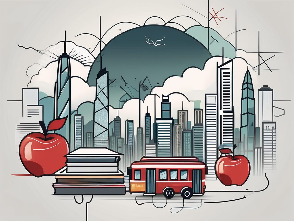 A bustling hong kong cityscape with iconic landmarks