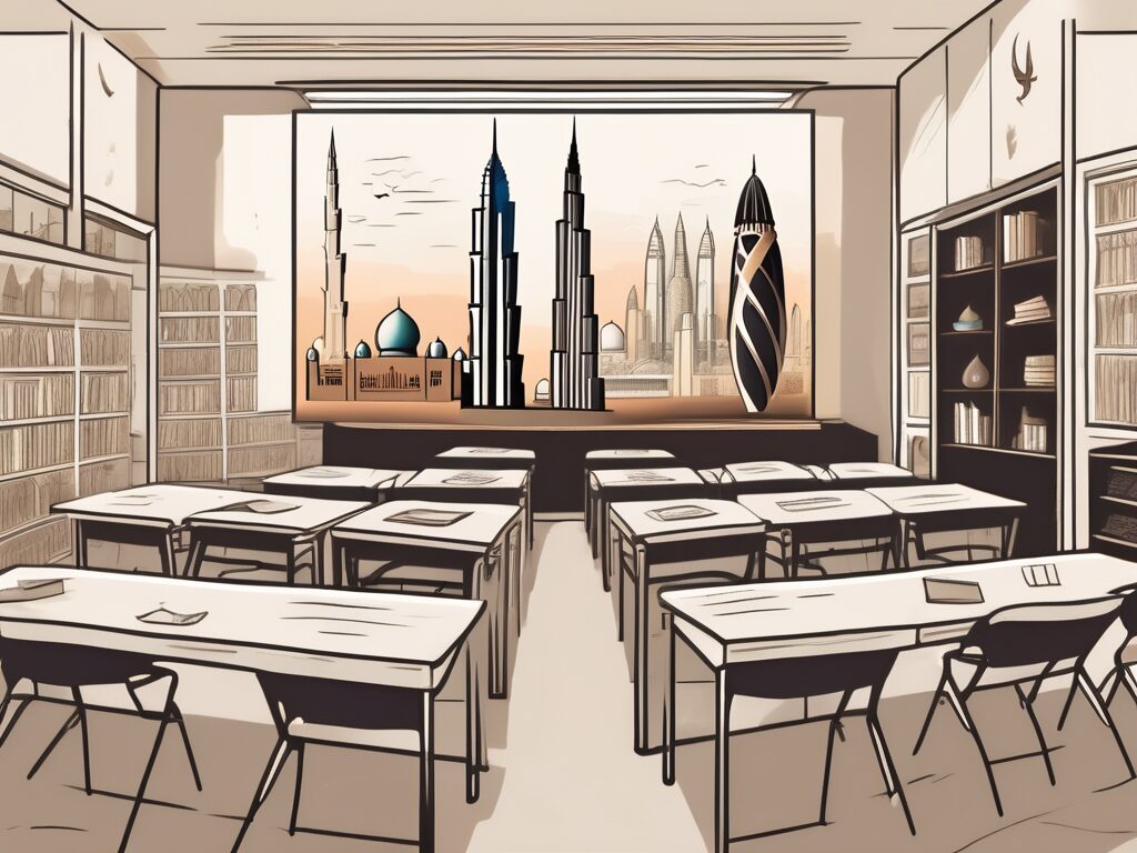 A classroom split in half