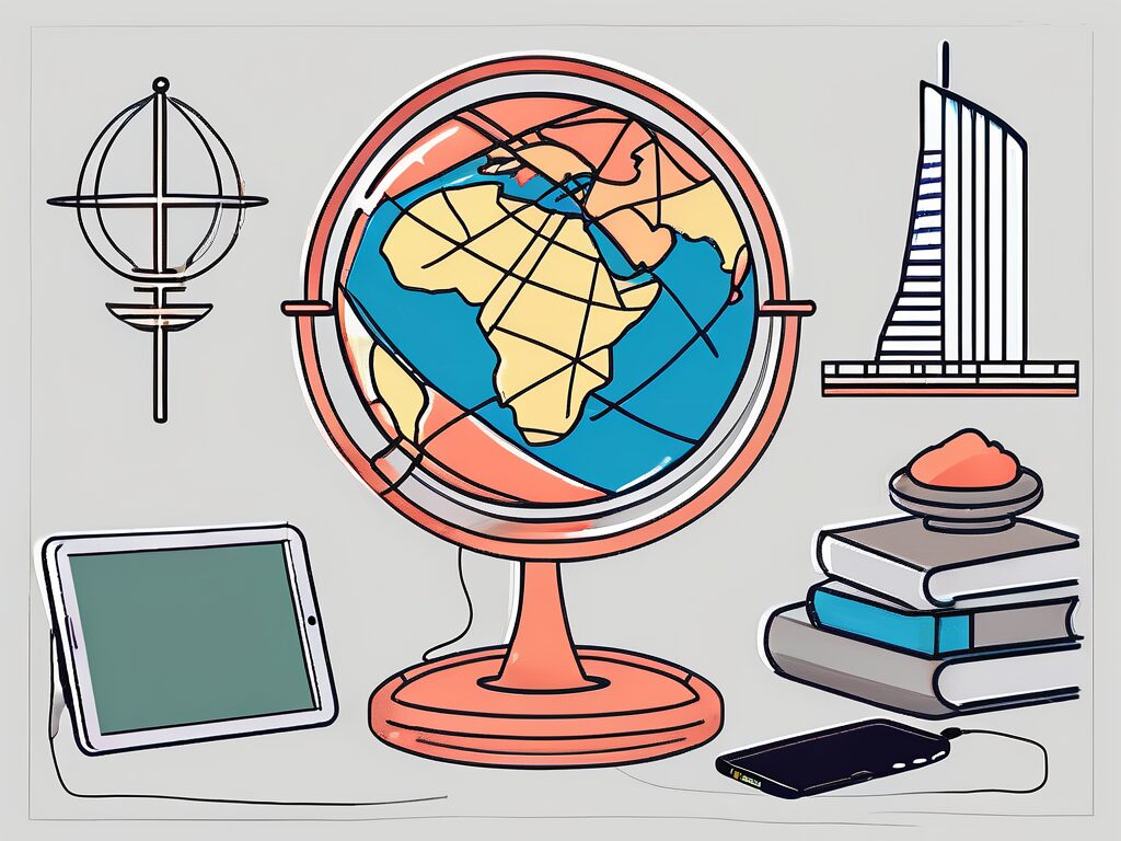 Four different symbols representing modern teaching techniques such as a digital tablet