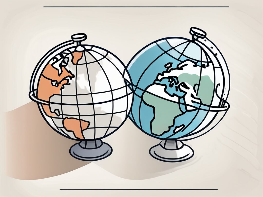 A globe with two academic caps