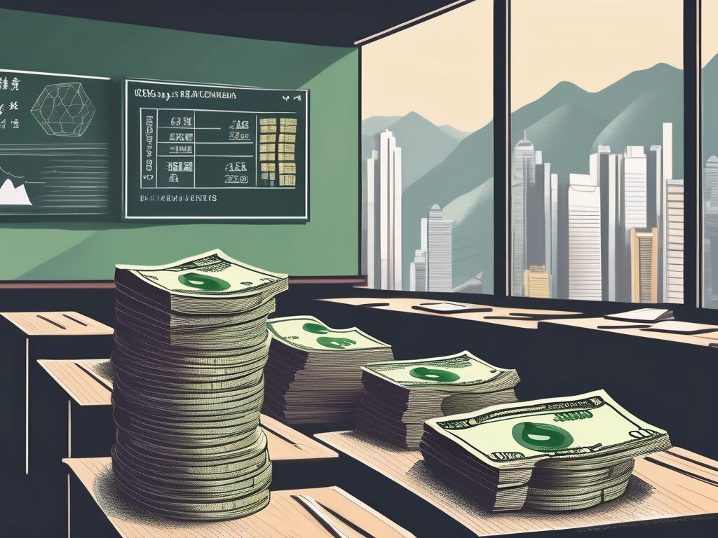 A classroom setting in hong kong with a chalkboard