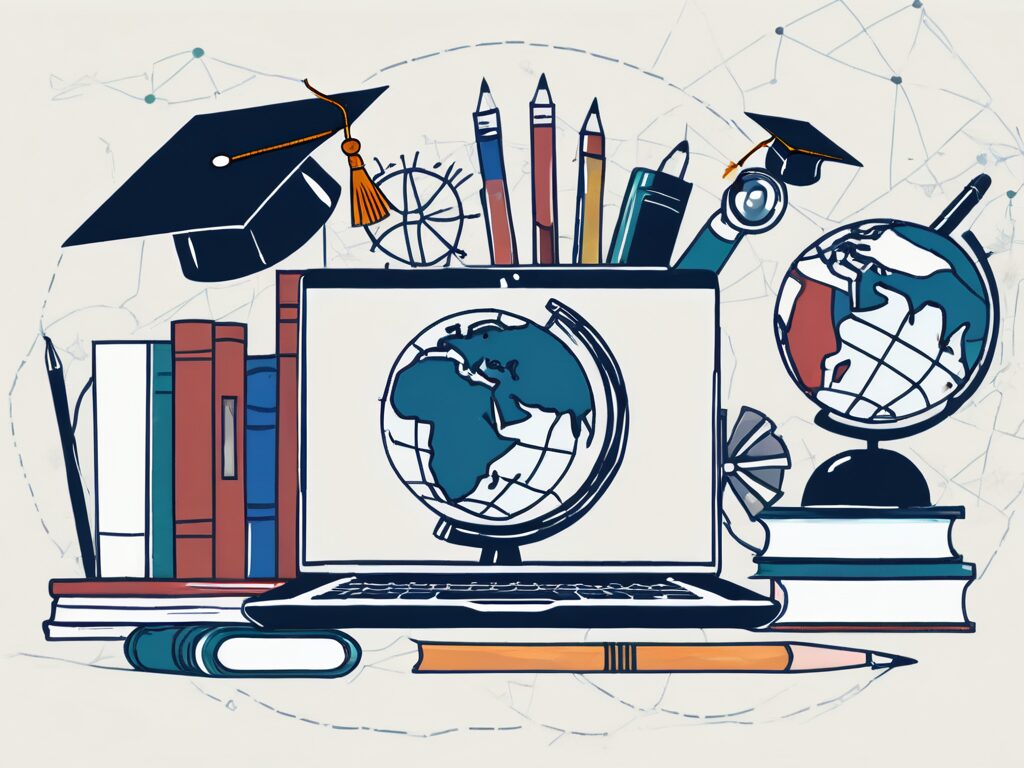A globe with graduation cap on top