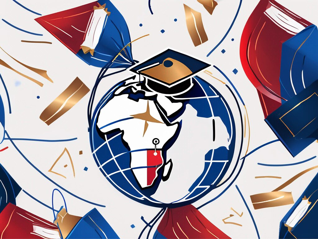 A globe with graduation cap and a diploma