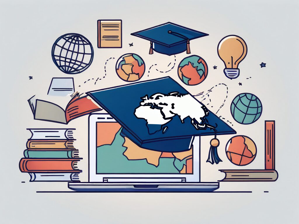 A laptop displaying a graduation cap