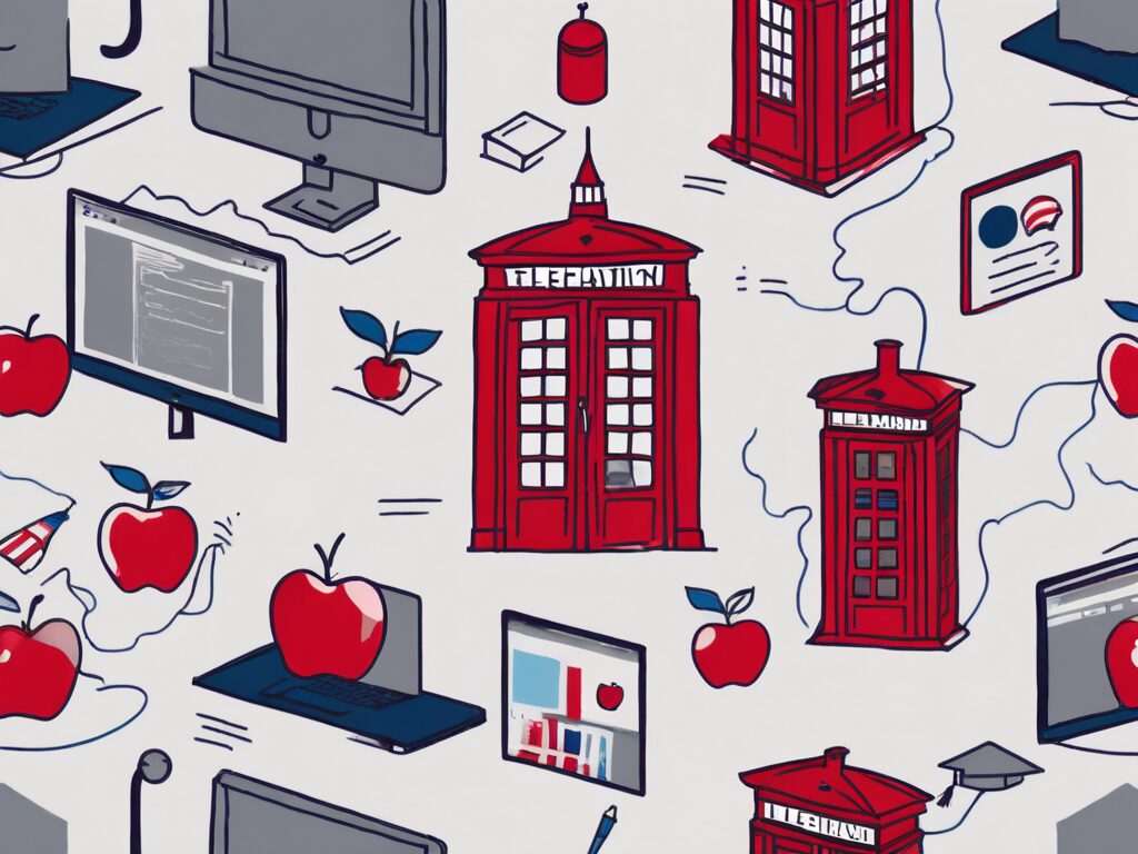 A classroom setting with iconic british elements