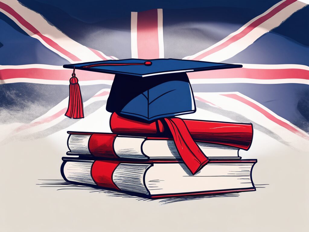 A classroom setting with a graduation cap and diploma on the teacher's desk