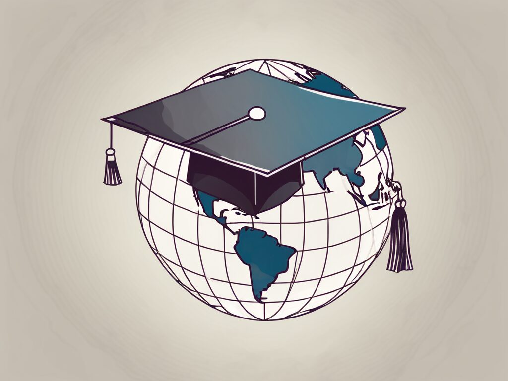 A graduation cap on top of a globe