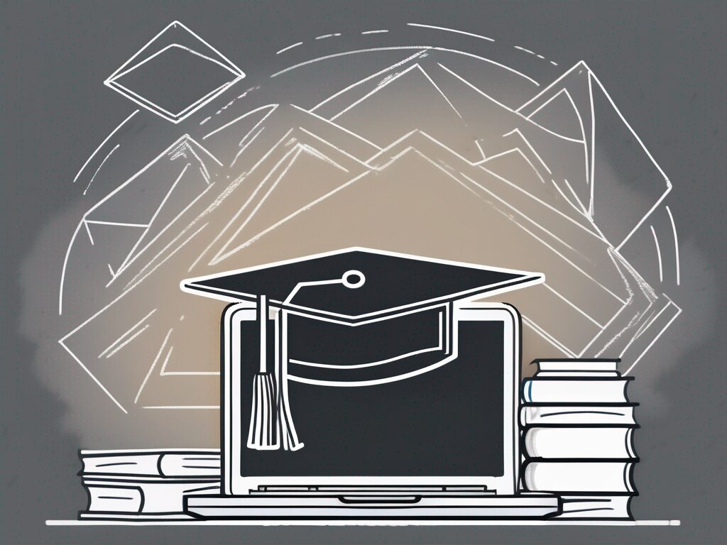 A laptop displaying a graduation cap icon