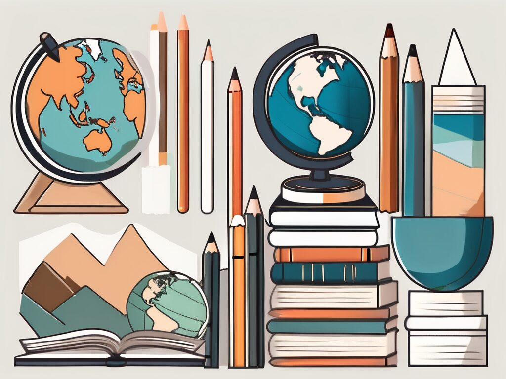 A collection of diverse school supplies - like books