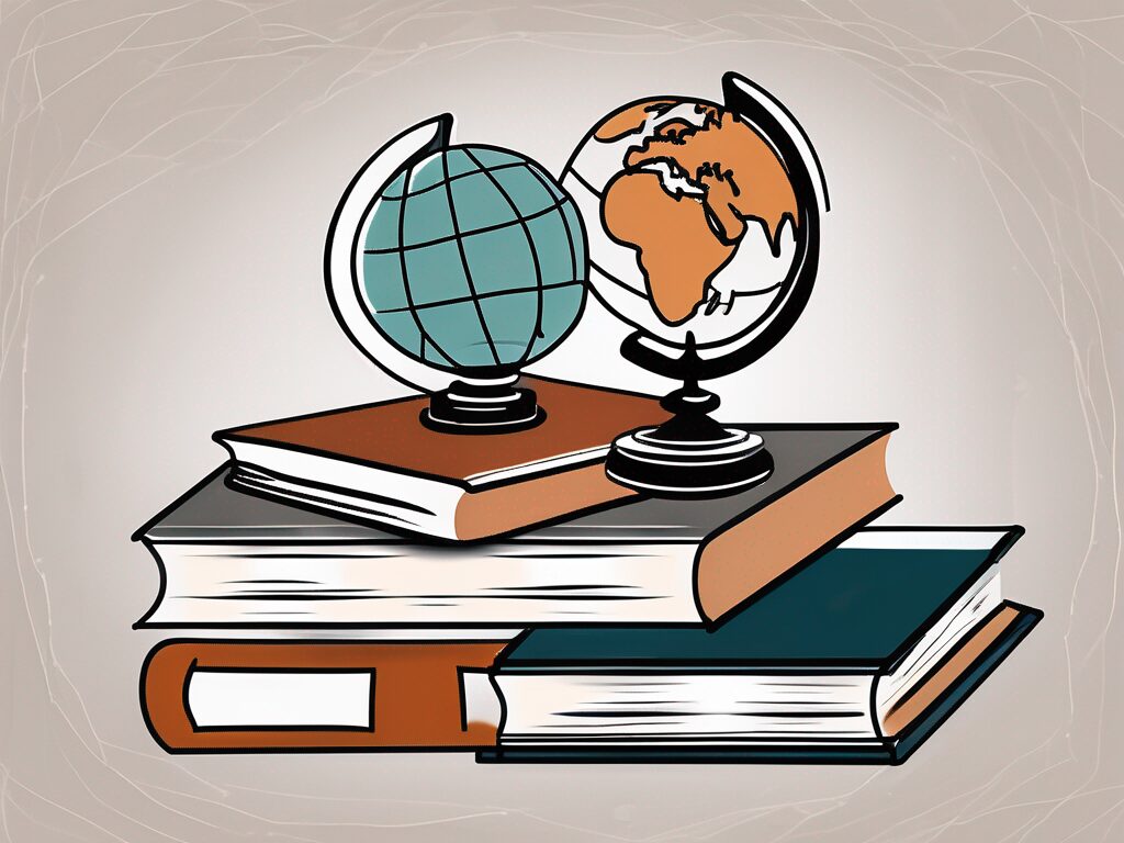 A balanced scale with books and a globe on either side