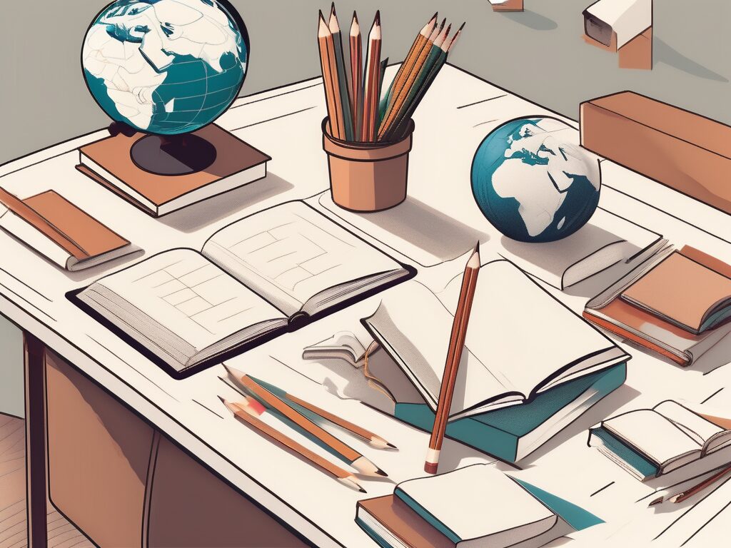A diverse set of school supplies like pencils